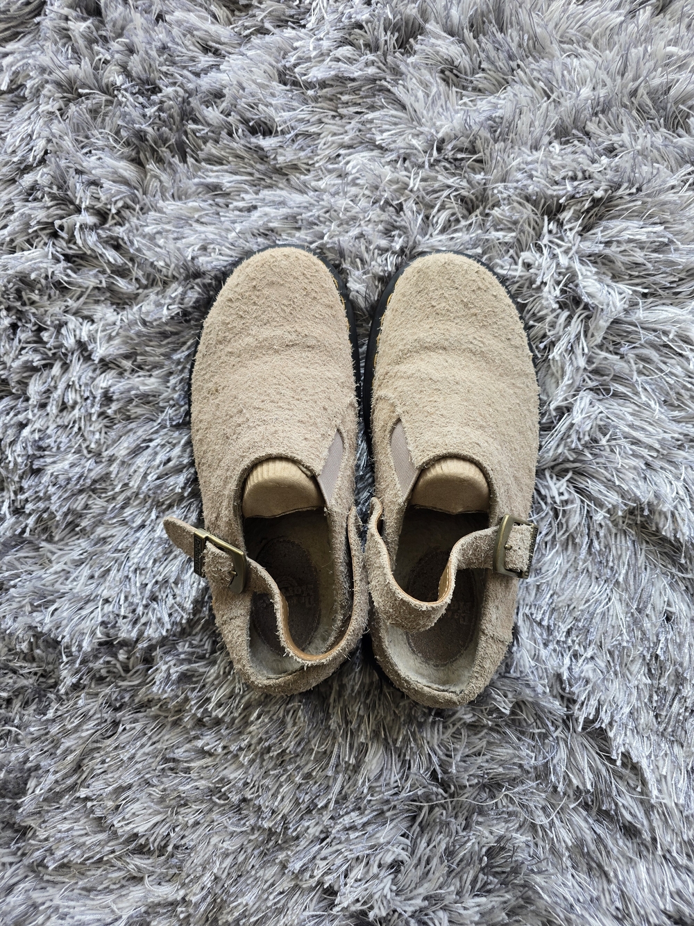 Dr. Martens Isham Mules Beige Suede Slip-On Loafers with Buckle